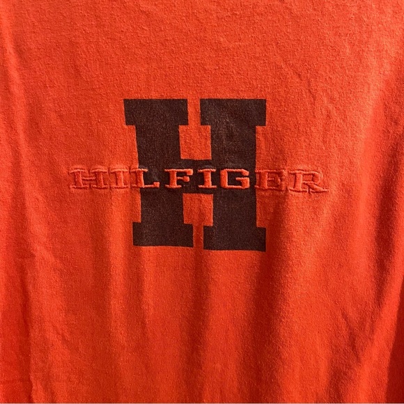 Tommy Hilfiger red orange and Gray Short Sleeve Tee Casual Cotton - Picture 3 of 4